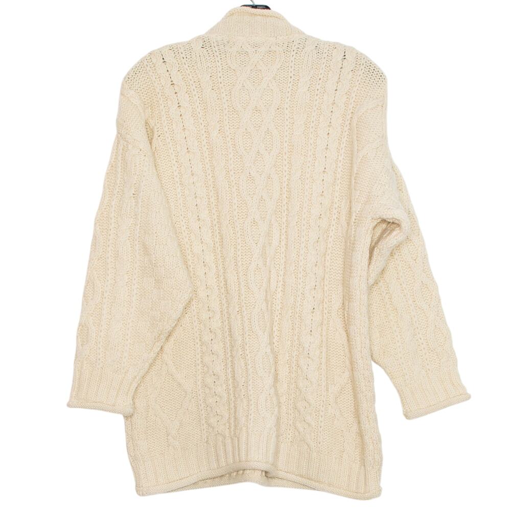 Inis Crafts Vintage Aran Cable Knit Chunky Fisherman Roll Neck Wool Sweater S - Picture 2 of 9